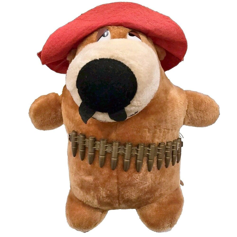 Vtg 1987 Ace Novelty Bandit Desperado Bear Plush 14" Carnival Prize Mustache‎